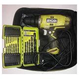 Ryobi 3/8" Drill D48c Corded With Bits And Case.