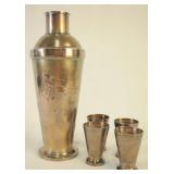 Vintage Silver Shaker And Cups Dragon Motif