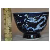 Blue Glazed Dragon Cup 1 3/4 Inches