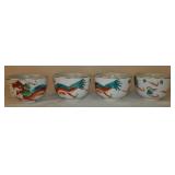 Porcelain Sake Cup Set Of Four, Dragon Motif
