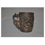 Miniature Silver Dragon Cup 1 7/8 Inches