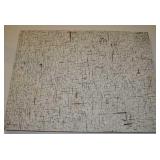 Original Art Oil On Canvas Squiggly Space Lines