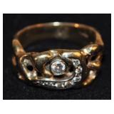 14 K Gold Custom Designed Ring 8 Diamonds 11.2 Grm