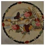 Hand Painted Plate Asian Pattern Bird Scene