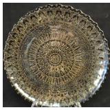 Vintage Pressed Glass Plate, Black Enamel Accent