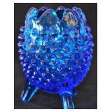Fenton Cobalt Hobnail 3 Leg Rose Bowl Vase