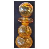 Vintage Blenko Amber Crackle Blown Glass Decanter