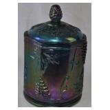 Indiana Blue Carnival Glass Harvest Grape Pattern