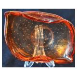 Murano Blown Glass Amberina Candy Dish