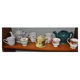 Assorted Tea Pots, Tea Cups And Sugar Bowl  11 Pcs