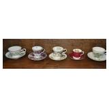 5 Floral Tea Cups And Saucers, No Chips Or Cracks