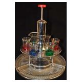 1930s Art Deco Glass Pump Liquor Dispenser And 6