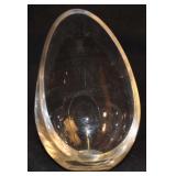 Clear Art Glass Egg Vase, 8.25 Inches, Thick Glass