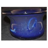 Blown Art Glass Bowl Cobalt Blue, Signed By Artist