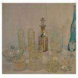 Assorted Glass - Candy Dish, Candle Sticks, Vases