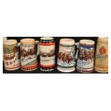 Set Of 6 Ceramic Beer Steins Budweiser And Strohs