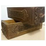 Pair Of Antique Wooden Sewing Machine Drawers