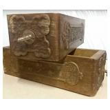 Pair Of Antique Wooden Sewing Machine Drawers