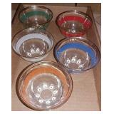 5 Reims France Dessert Cups Gold Rim Bubble Feet