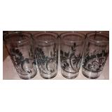 Juice Glasses Black Floral Transfer