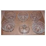 Vintage Pressed Glass Dessert Cups, Set Of 5,