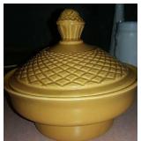 Yellow California Pottery Covered Bowl Sunflower