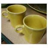 Pair Vintage Yellow Fiesta Mugs C 1936 - 1959
