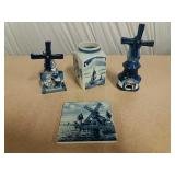 Delft Blauw Collection - Windmills And Small Vase