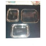 Pyrex Baking Dishes 1 Square, 2 Rectangle W/ Lids