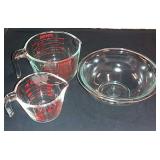 Pyrex Glass Mixing Bowl And Measuring Cups 3 Pcs