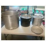 3 Large Stock Pots 1 32 Qt, 2 16 Qt