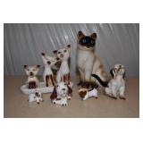 Cat & Dog White & Brown Ceramic Figurines 9 Pcs