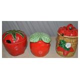 Strawberry Sugar And Jam Bowls Set