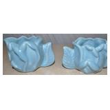 Blue Ceramic Creamer & Sugar Flower Petals 2 Pcs