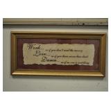 Work Love Dance Framed Wall Art 23 X 11 Inches