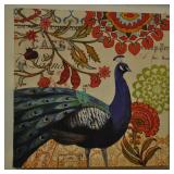 Peacock Art Print On Canvas 12 X 12 Inches