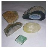 5 Mineral Specimens. Geode Is 4x3 Inches.
