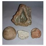 4 Rock Specimens. Biggest Is 6x4 Inches.