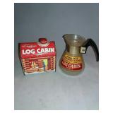 Log Cabin Tin And Glass Pitcher