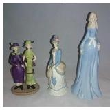 Ceramic  And Porcelain Ladies, Tallest Is 10"