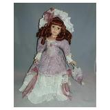 Doll With Victorian Dress, Hat And Umbrella. 15"