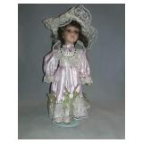 Doll With Victorian  Dress And Hat 14" Tall