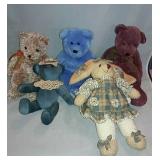 5 Stuffed Animals. Tan And Brown Are Ty