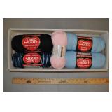Acrylic Yarn - Black, Pink, Blue 5 Skeins