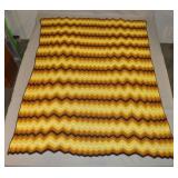 Brown And Yellow Knitted Afghan 81 X 65