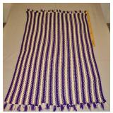 Purple And White Knitted Afghan 70 X 50