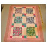 Pink & Teal Quilt Hats, Shoes, Umbrellas  48 X 60