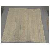 Wool Crochet Afghan Beige 44 X 44
