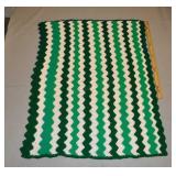 Green And White Knitted Afghan
