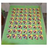 Pistachio Green Fan Pattern Quilt 70 X 87